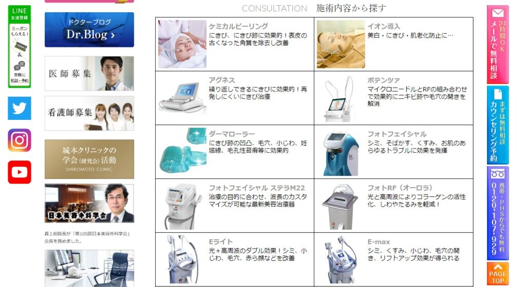 城本クリニックのシミ取り治療法について